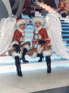 'The Meaning of life' Maddie Loftin and me dressed for 'Christmas in Heaven' scene with rubber boobs!